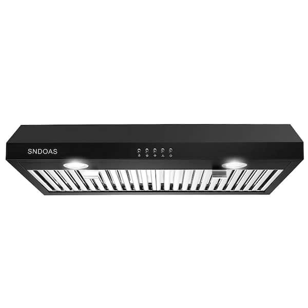 Unbranded 30 in. Kitchen Under Cabinet Range Hood with 3-Speed, 600CFM Vent and LED Shell Only in Black