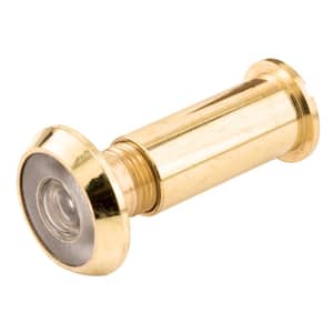 Door Viewer 9/16 in. x 200-Degree Solid Brass Housing Glass Lens is UL Listed Polished Brass Finish