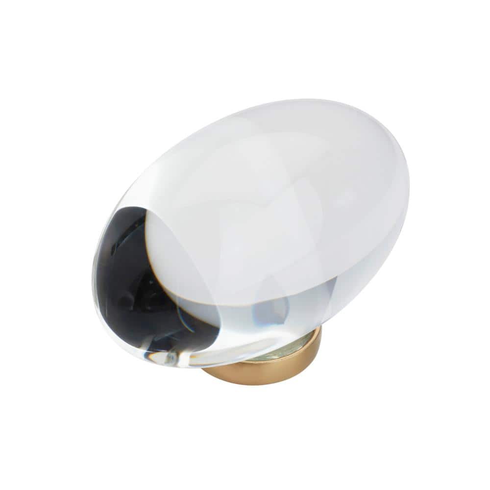 Clear and Bronze Oval Glass Cabinet Knob with Mounting Hardware