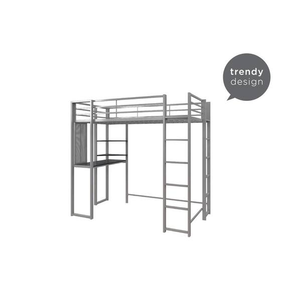 Dhp Alana Silver Metal Twin Loft Bed, Yourzone Metal Loft Bed Assembly Instructions