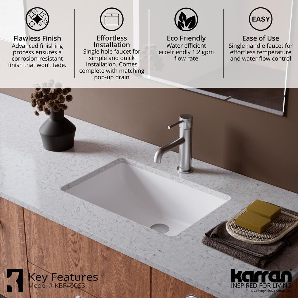 Stainless Steel Single Hole Bathroom Faucet with Knurled Handle