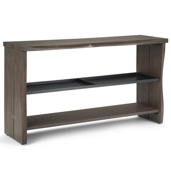 Simpli Home Webster 55 in. Chestnut Brown Standard Rectangle Wood Console Table with Storage