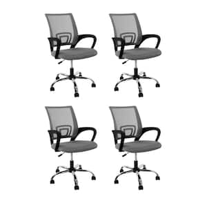 Upholstery Adjustable Height Ergonomic Standard Chair in Gray- Set of 4