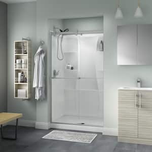 Contemporary 48 in. x 71 in. Frameless Sliding Shower Door in Nickel with 1/4 in. Tempered Clear Glass