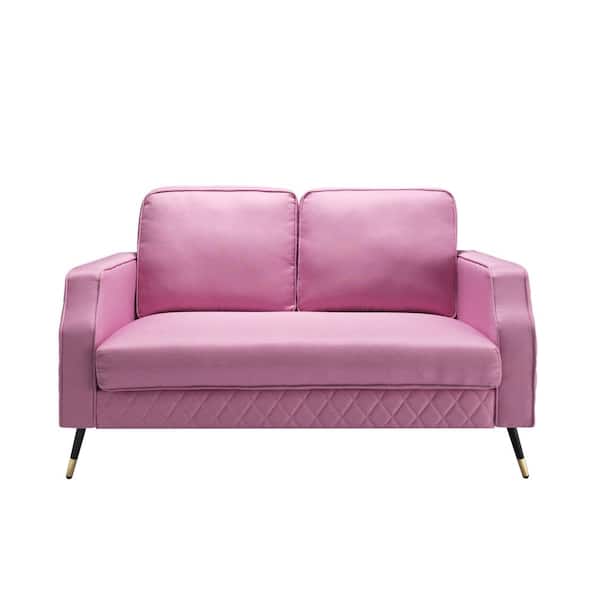 Unbranded 57 in. W Square Arm Polyester Modern Straight Loveseat in Pink