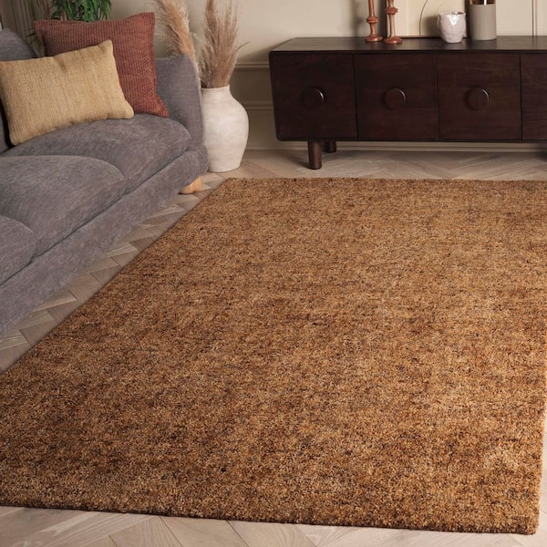 Gabbeh 5 ft. x 8 ft. Gold/Brown Solid Area Rug