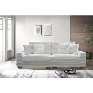 New Classic Furniture Embrace 99 in. Square Arm Polyester Fabric Rectangle Sofa in White