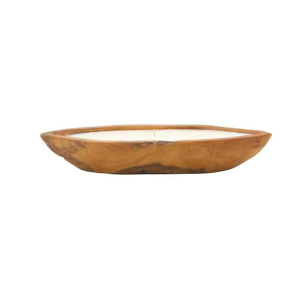 Litton Lane Brown Teak Wood Bohemian Candle