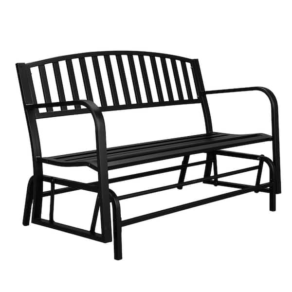 VINGLI 50 in. Metal Outdoor Glider Bench Outdoor Bench Yard Glider Rocking Bench, 2-3 Person Seat