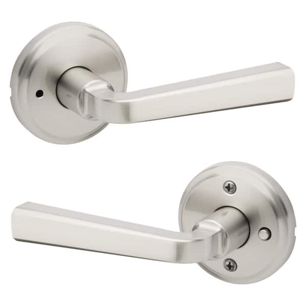Trafford Satin Nickel Reversible Round Straight Bed/Bath Door Handle
