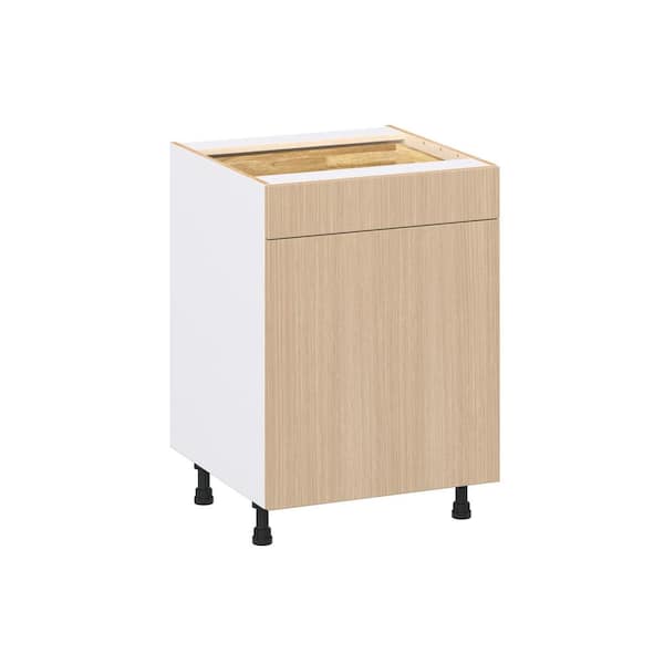 Timberline Mojavi Oak Slab Assembled 3-Waste Bins Pull Out Kitchen Cabinet (24 in. W x 34.5 in. H x 24 in. D)