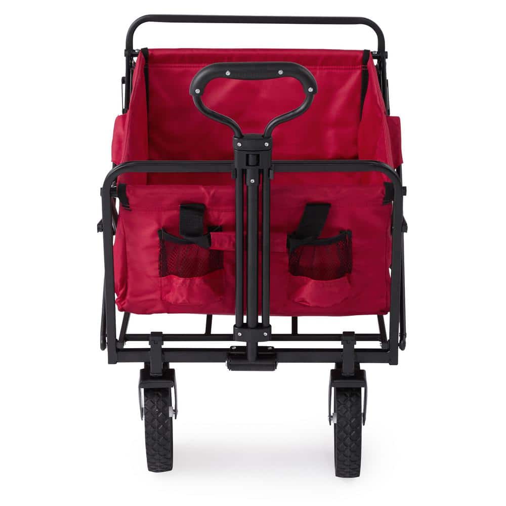 Red Steel Frame Collapsible Outdoor Utility Wagon