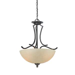 Triton 2-Light Sable Bronze Pendant with Tea Stained Glass Shade