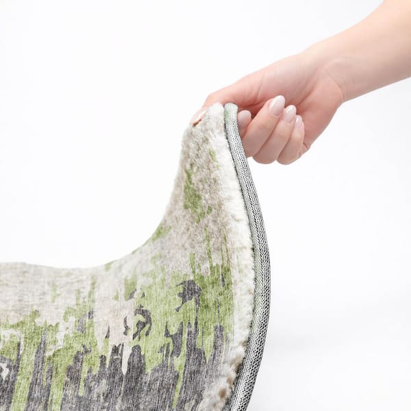 Dream Shag Premium Machine Washable Abstract ADS704 Green 5 ft. x 7 ft. 6 in. Area Rug