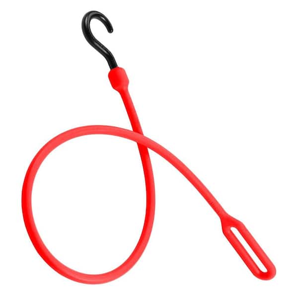 The Perfect Bungee 30 in. Polyurethane Loop End Bungee Cord with Molded Nylon Hook in Red