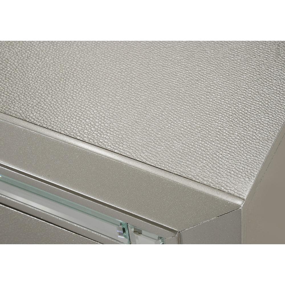 Platinum Gray Glam 5-Drawer Chest with Mirror Trim