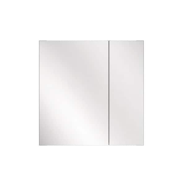 grossag 30 in. W x 30 in. H Rectangular Aluminum Recessed/Surface Mount Frameless Medicine Cabinet with Mirror, Blum Hinges