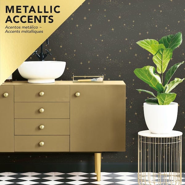 Upon A Star Black Vinyl Peel & Stick Wallpaper Roll (Covers 28.18 Sq. Ft.)