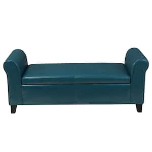 Hayes Teal PU Leather Armed Storage Bench