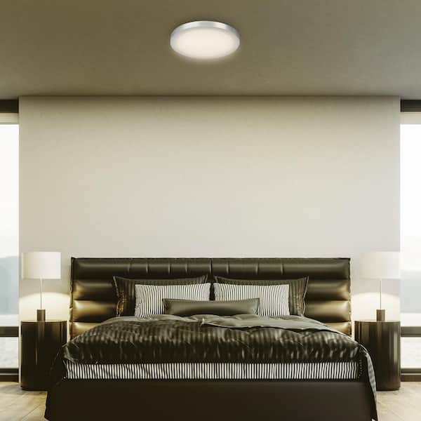 15 in. Nickel Dimmable Integrated Color Selectable LED Edge-Lit Round Flat Panel Ceiling Flush Mount (2-Pack)