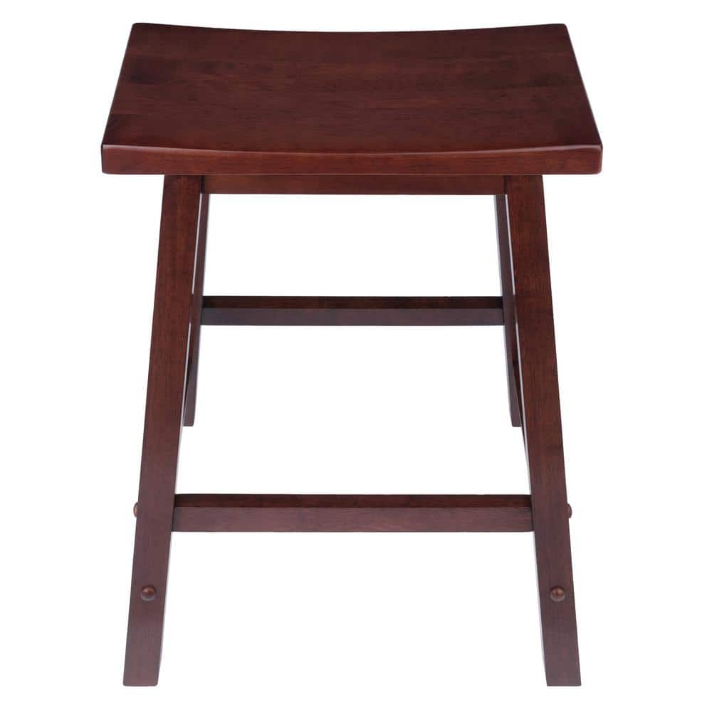 Antique Walnut 24" Backless Saddle Style Wood Stool