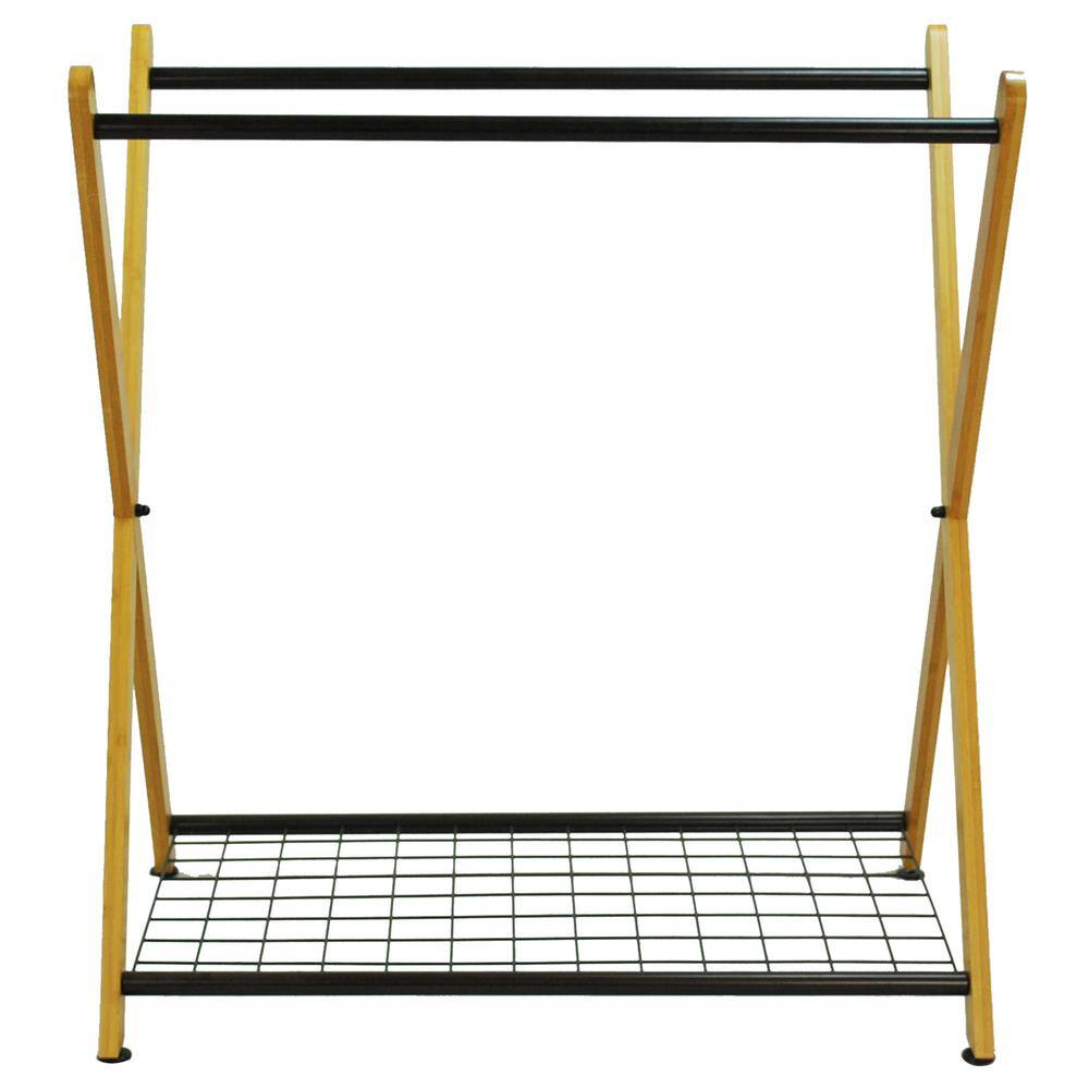 Black Bamboo X-Frame 3-Bag Laundry Sorter with Wire Handles