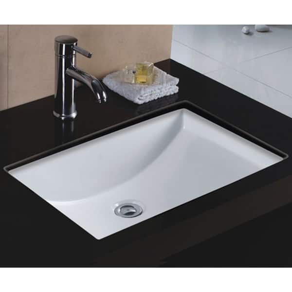 Rhythm Series 22 in. Rectangular Undermount Single Bowl Bathroom Sink in White