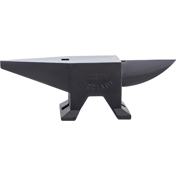 Cast Steel Anvil, 132 Lbs. Single Horn Anvil with Large Countertop and Stable Base, High Hardness, for Bending, Shaping