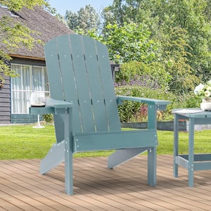 Lake Blue Recyled Plastic Weather Resistant Adirondack Chair with Cup Holder