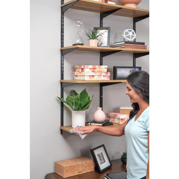 Golden Oak Adjustable Wood Shelf 12 D x 36 L