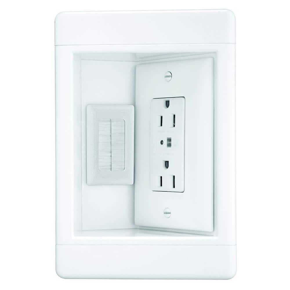 Legrand Pass \u0026 Seymour 1 Gang Recessed TV Media Box Kit with Surge  Suppressing Outlet and Low Voltage Inserts, White TV1WTVSSWCC2 - The Home  Depot, image size:1000x1000