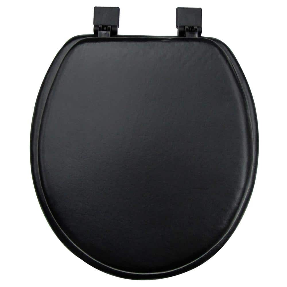 cushy soft vinyl seat Ginsey Round Closed Front Soft Toilet Seat in Black 