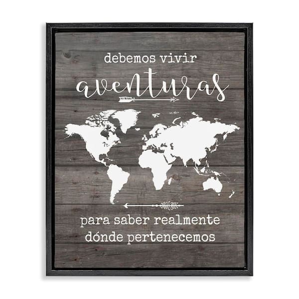 Stupell Industries Our Adventure Translation by Lettered and Lined Black Floater Frame Typography Graphic Art Print 21 in. x 17 in.