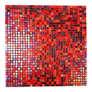 Galaxy Iridescent Red 11.7 in. x 11.7 in. Square Mosaic Glass Wall Pool Floor Tile (10 Sq. Ft./Case)