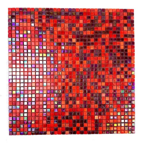 ABOLOS Galaxy Iridescent Red 11.7 in. x 11.7 in. Square Mosaic Glass Wall Pool Floor Tile (10 Sq. Ft./Case)