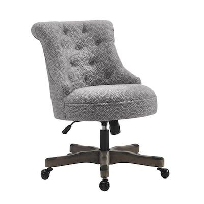 35 in. H Gray Wooden Office Chair with Textured Fabric Upholstery