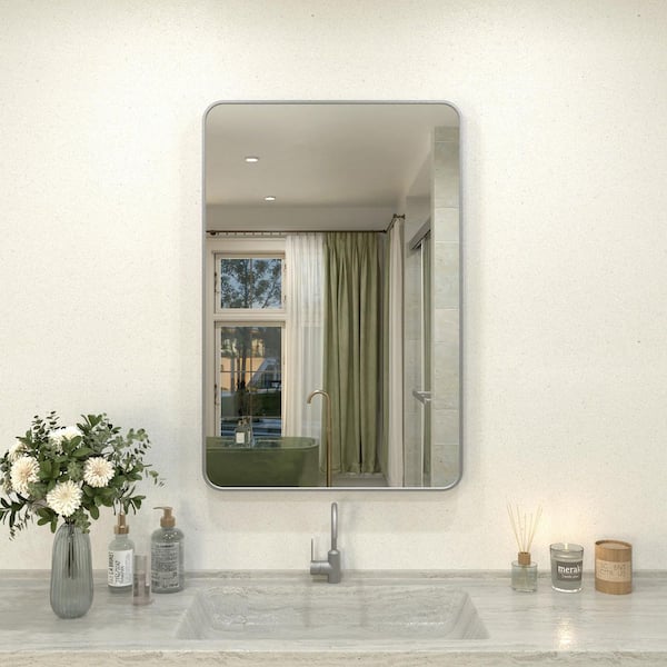 Hermitage Bath Cosy 24 in. W x 36 in. H Rectangular Framed Wall Bathroom Vanity Mirror in Gun Grey