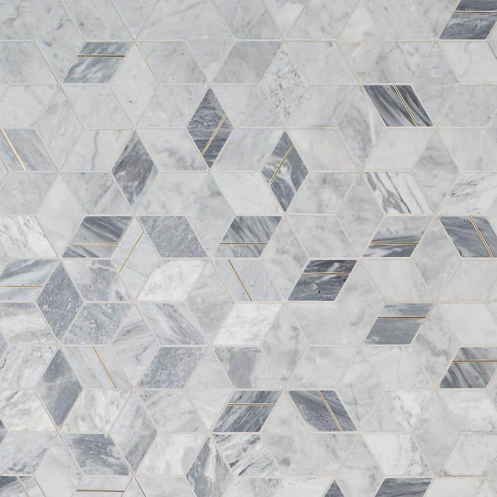 Utopia Bardiglio 13.58 in. x 11.73 in. Polished Marble and Brass Wall Mosaic Tile (1.11 sq. ft./Each) price history on PriceWatchPro