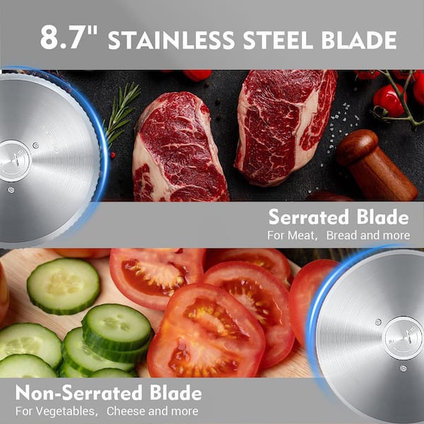 JEREMY CASS 200 W Silver Electric Deli Meat Slicer with 2