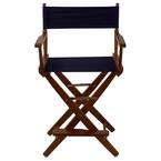24 in. Extra-Wide Mission Oak Frame/ Navy Canvas New, Solid Wood Folding Chair (Set of 1)