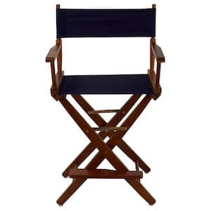 24 in. Extra-Wide Mission Oak Frame/ Navy Canvas New, Solid Wood Folding Chair (Set of 1)