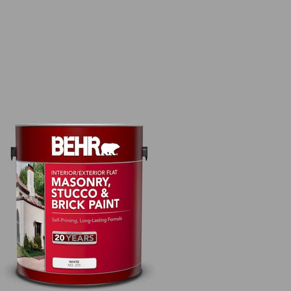BEHR 1 gal. #PPU26-06 Elemental Gray Flat Masonry, Stucco and Brick Interior/Exterior Paint