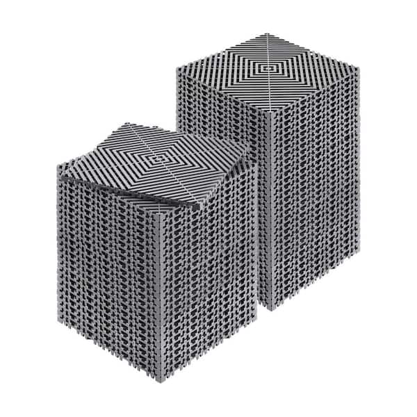 Interlocking Drainage Mat 12in. x 12in. Interlocking Cushion 55-Pices Splicing Drainage Mats Non-Slip Gray PP Drainage
