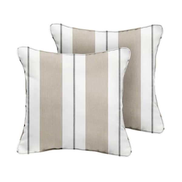 SORRA HOME Sunbrella Relate Linen Square Indoor/Outdoor Corded Throw Pillow (2-Pack)