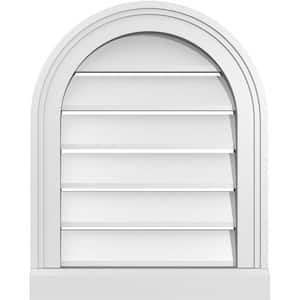 16 in. x 20 in. Round Top White PVC Paintable Gable Louver Vent Functional