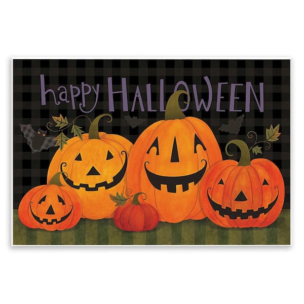 Stupell Industries Halloween Jack-o-Lantern by Bernadette Deming 1-Piece Unframed Graphic Print Typography Art Print 15 in. x 10 in.