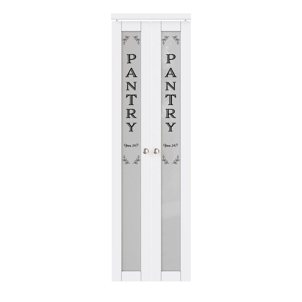 24" x 80" Frosted Glass White MDF Pivot Door