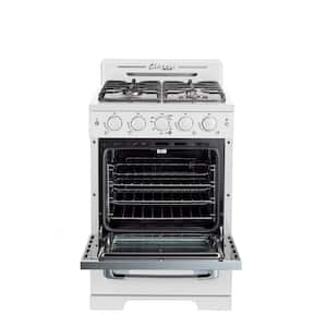 Classic Retro 24 in. 2.9 cu. ft. Retro Gas Range with Convection Oven in Marshmallow White