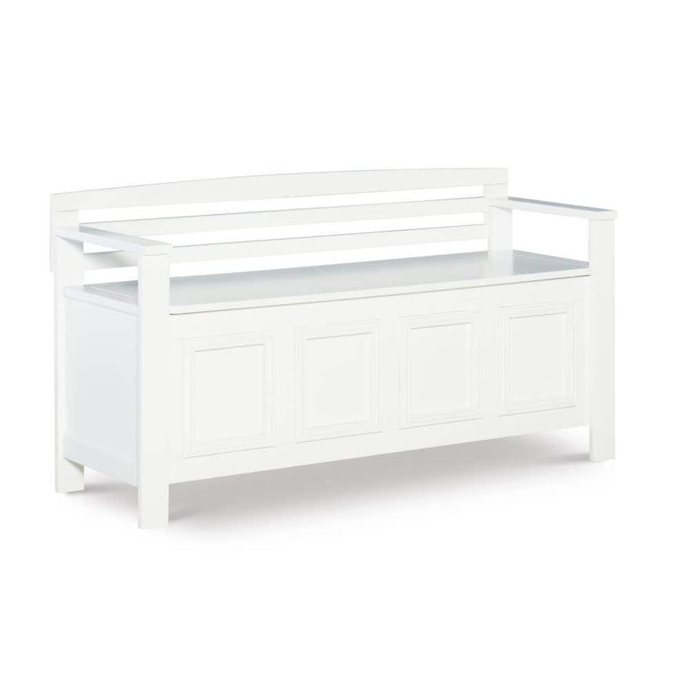 Linon Home Decor Laredo White Storage Bench with Back 46 in