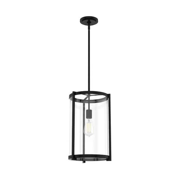 Astwood 1-Light Matte Black Island Pendant Light with Clear Glass Shade Dining Room Light